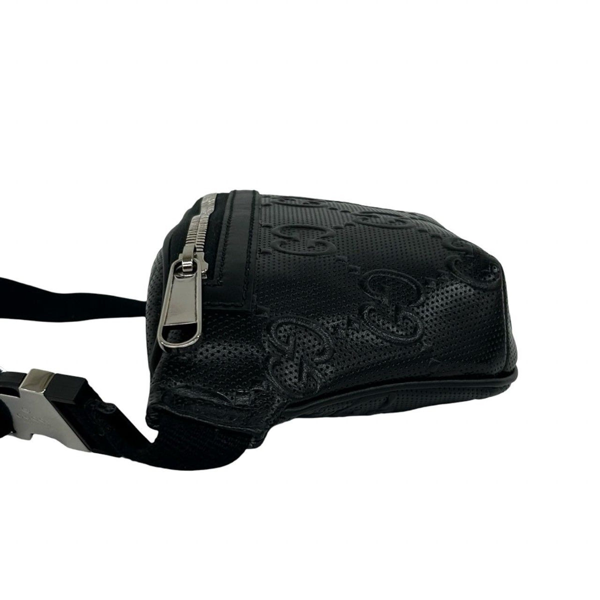 Gucci Jumbo GG Logo Pattern Leather Belt Bag Waist Pouch Black — view 5