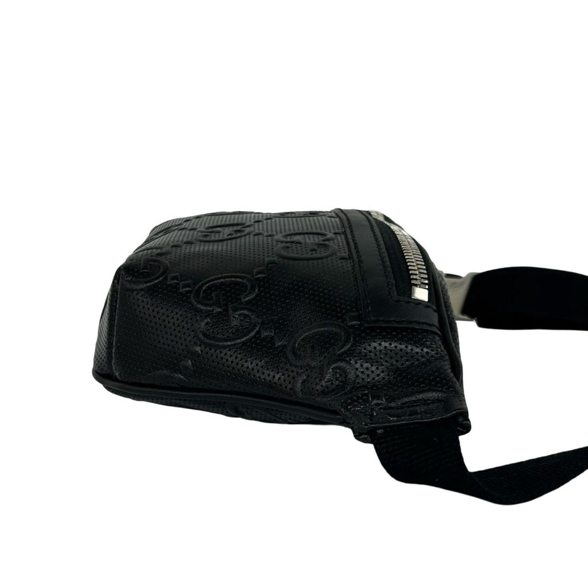 Gucci Jumbo GG Logo Pattern Leather Belt Bag Waist Pouch Black — view 6