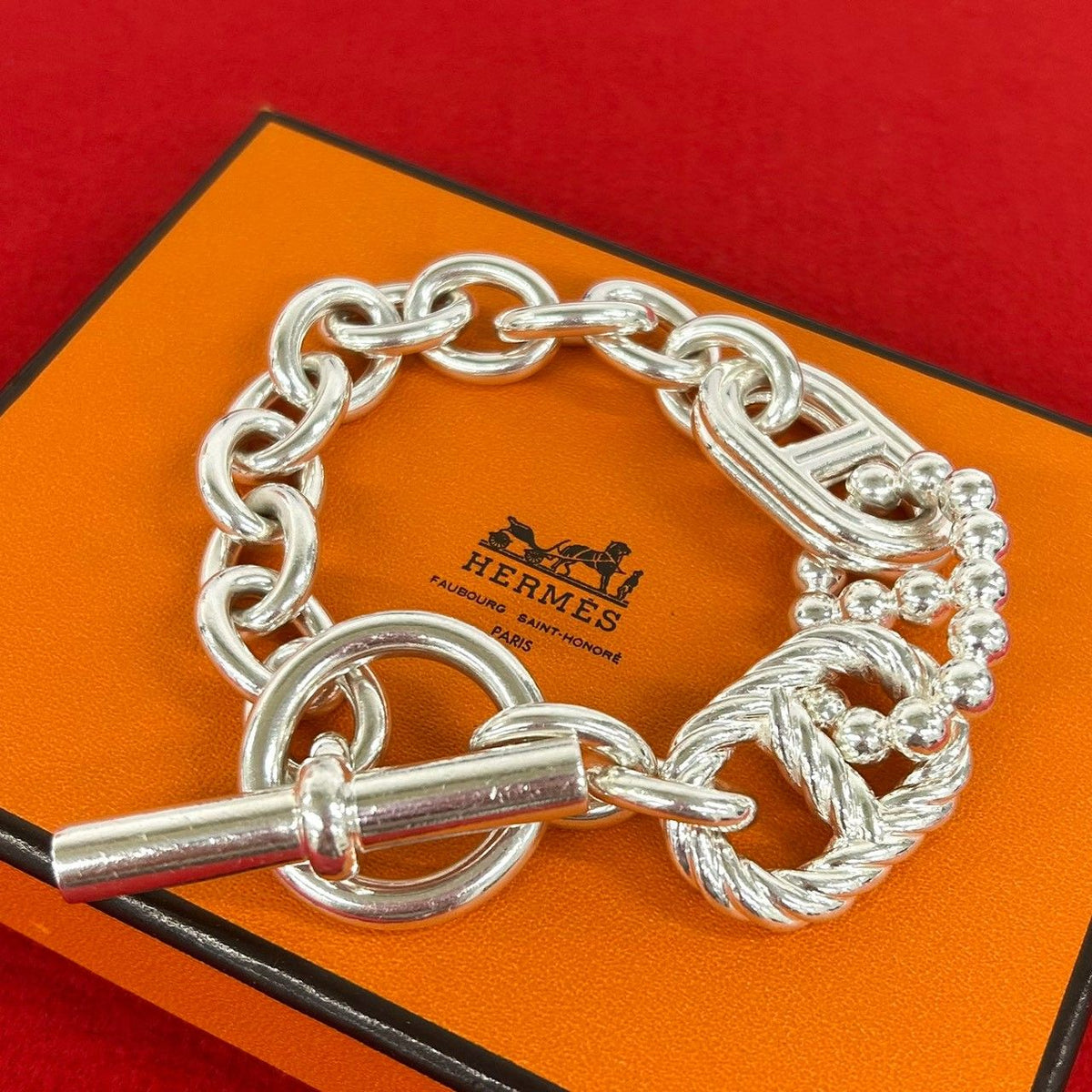 Hermes Chaine D'ancre Parade GM Bracelet 925 Sterling Silver