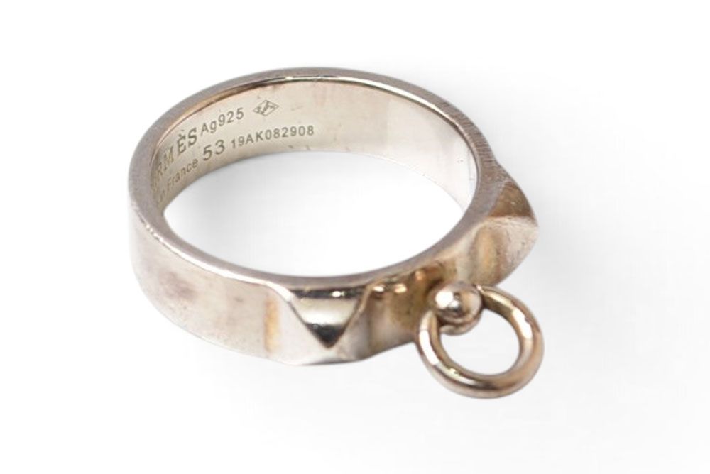 Hermes Ring Collier de Champagne Silver