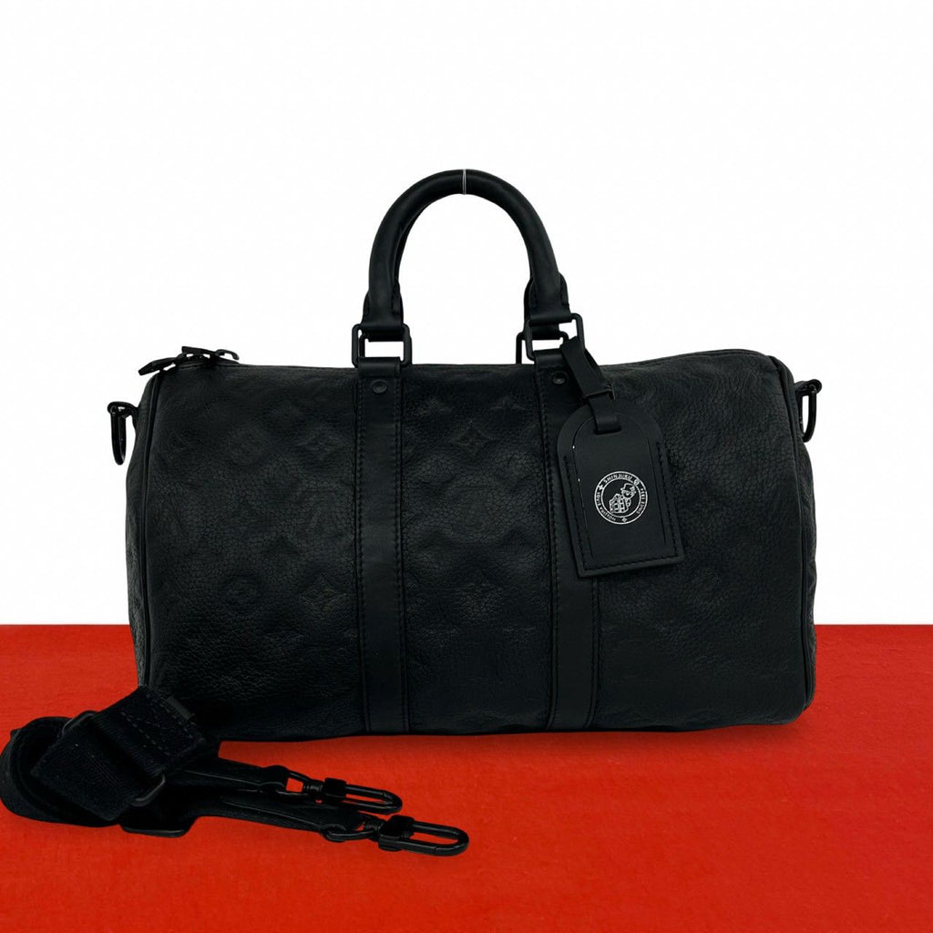 Louis Vuitton Keepall 35 Bandouliere Monogram Leather 2-Way Shoulder Bag Black