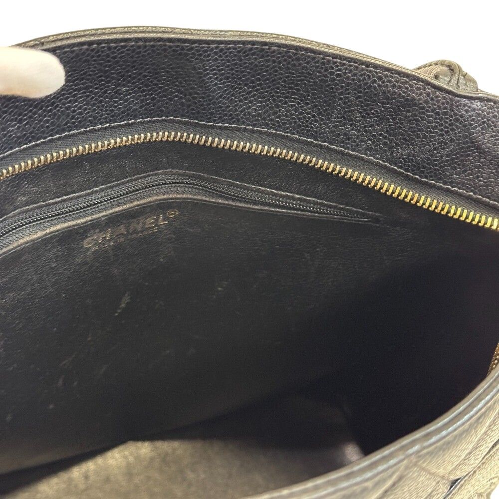 Chanel Reissue Tote Logo Caviar Leather Handbag Black Gold — view 7