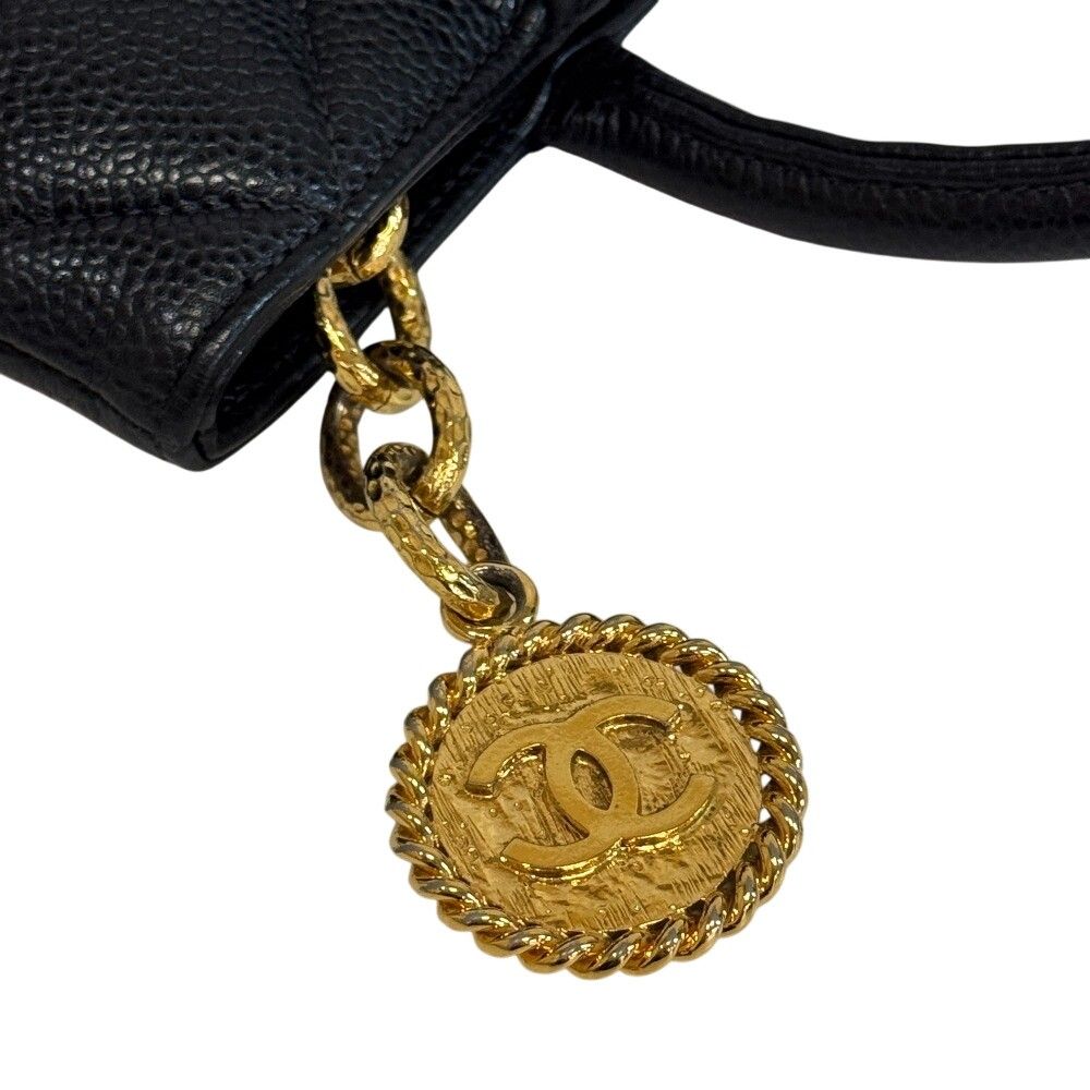 Chanel Reissue Tote Logo Caviar Leather Handbag Black Gold — view 6