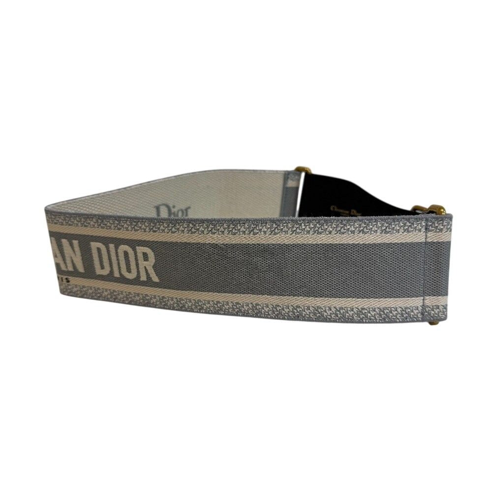 Dior Belt Embroidery Logo Canvas Leather Gray 85