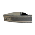 Dior Belt Embroidery Logo Canvas Leather Gray 85