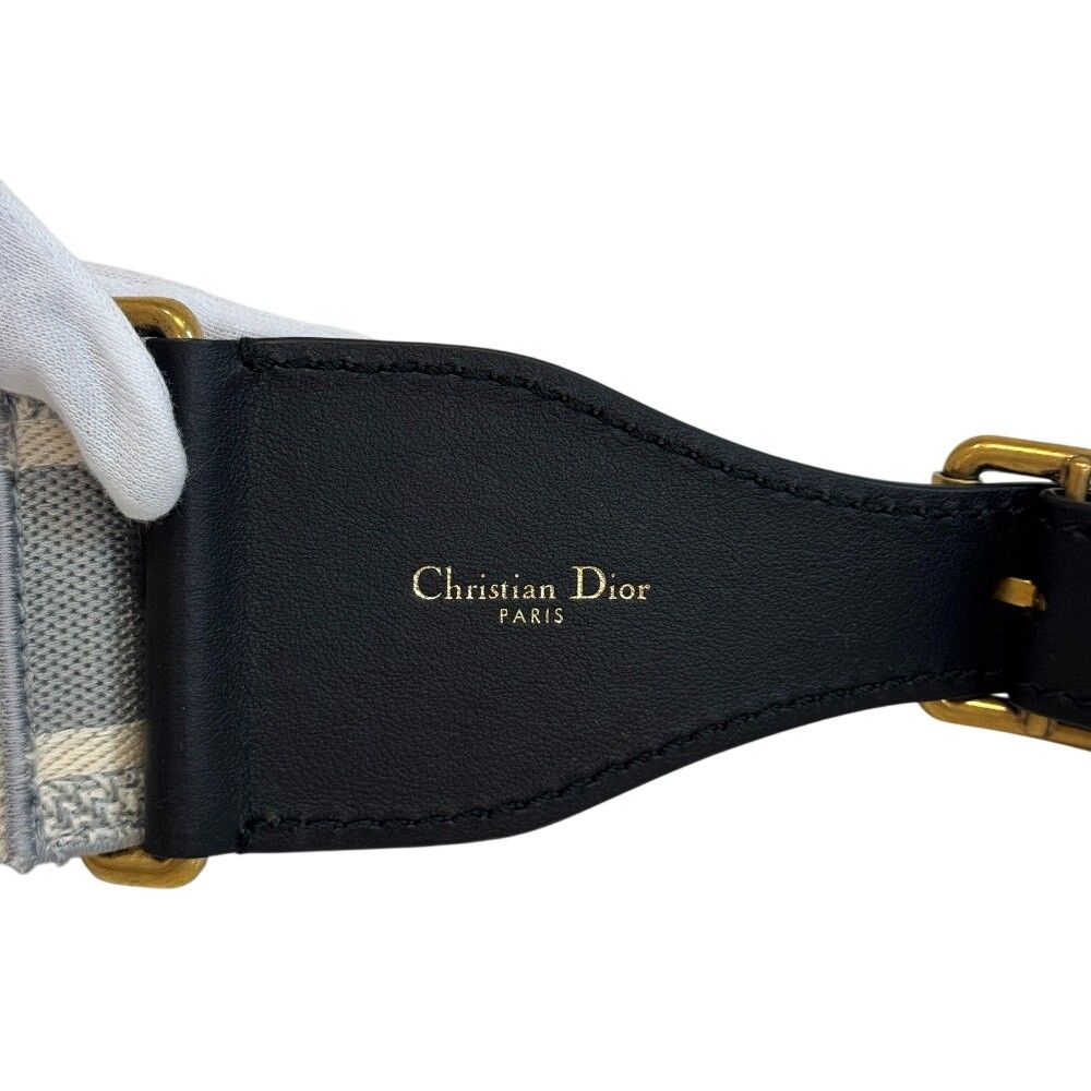 Dior Belt Embroidery Logo Canvas Leather Gray 85 — view 3