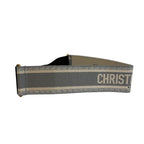 Dior Belt Embroidery Logo Canvas Leather Gray 85 — view 2