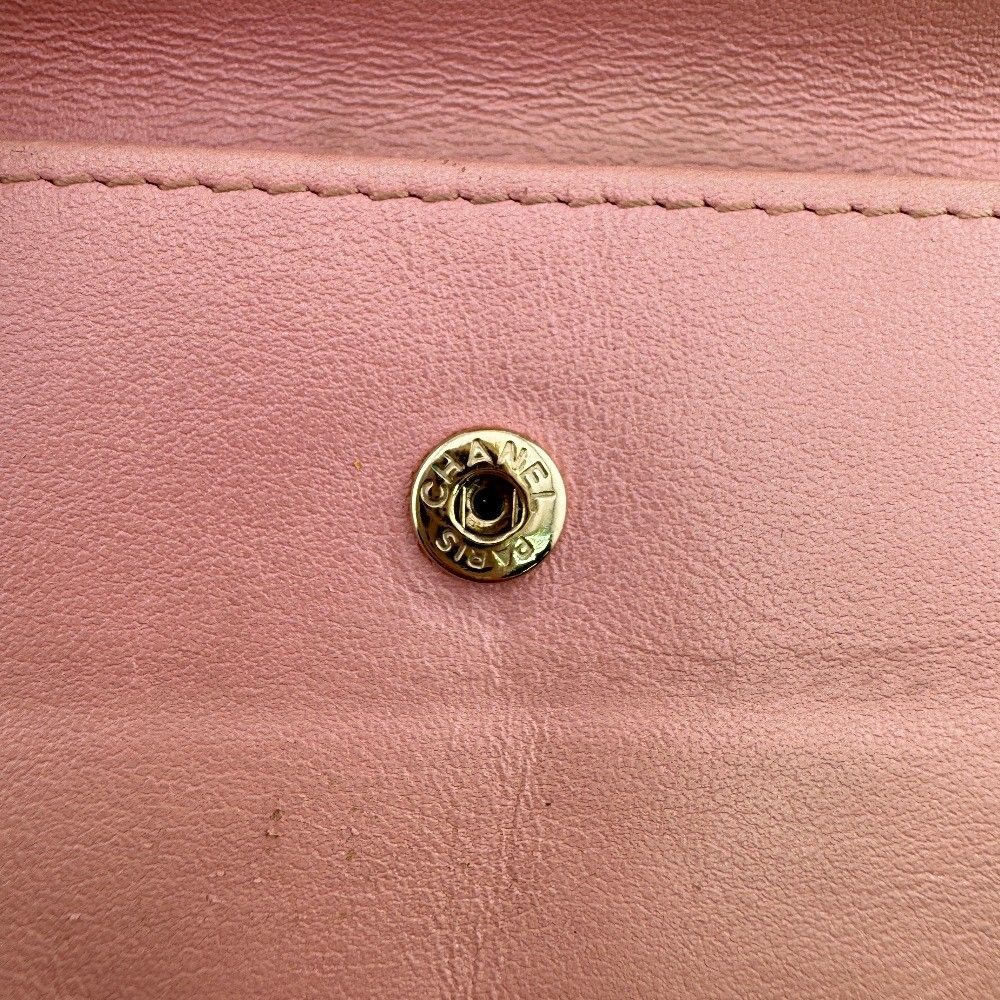 Chanel Quilted Caviar Leather Trifold Wallet Compact Pink Gold — view 8