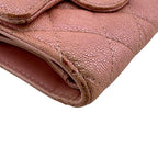 Chanel Quilted Caviar Leather Trifold Wallet Compact Pink Gold — view 2