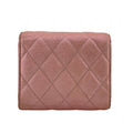 Chanel Quilted Caviar Leather Trifold Wallet Compact Pink Gold