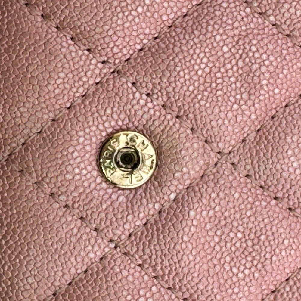 Chanel Quilted Caviar Leather Trifold Wallet Compact Pink Gold — view 5