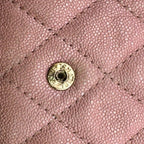 Chanel Quilted Caviar Leather Trifold Wallet Compact Pink Gold — view 5