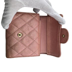 Chanel Quilted Caviar Leather Trifold Wallet Compact Pink Gold — view 4
