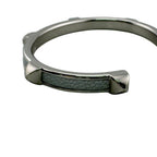 Hermes Athena Bangle Leather Silver Bracelet Tarnish Dents Discoloration — view 3