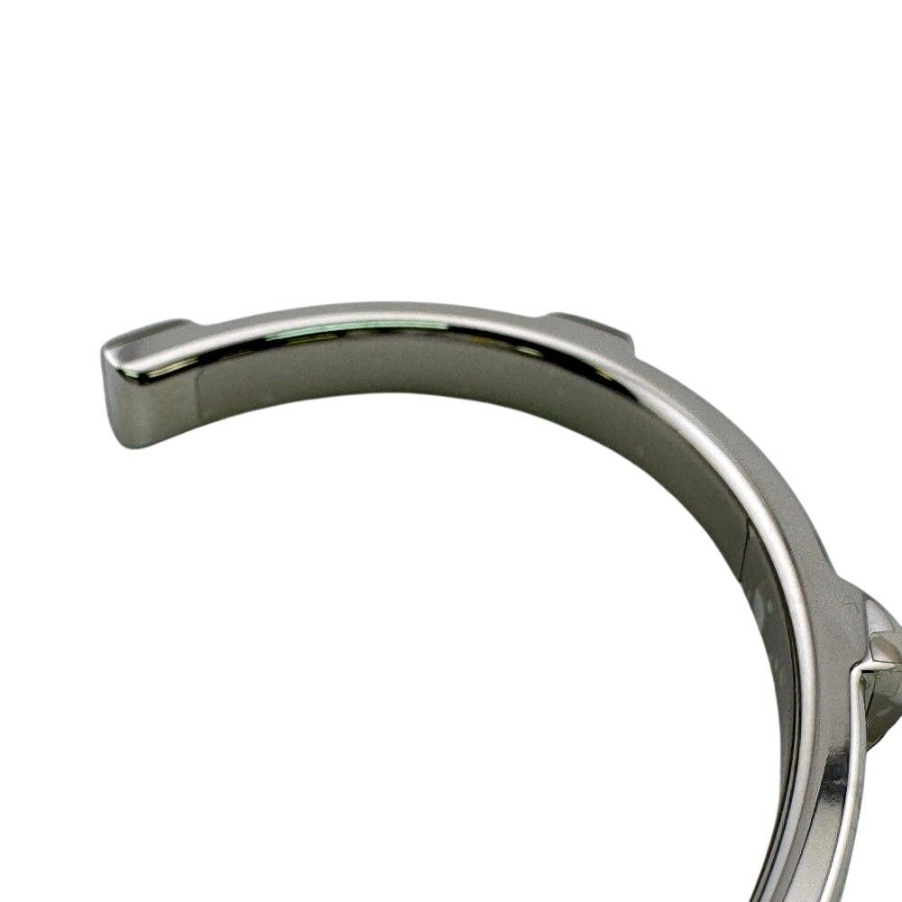 Hermes Athena Bangle Leather Silver Bracelet Tarnish Dents Discoloration — view 5