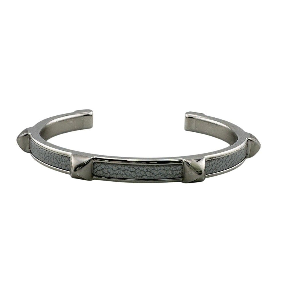 Hermes Athena Bangle Leather Silver Bracelet Tarnish Dents Discoloration — view 6