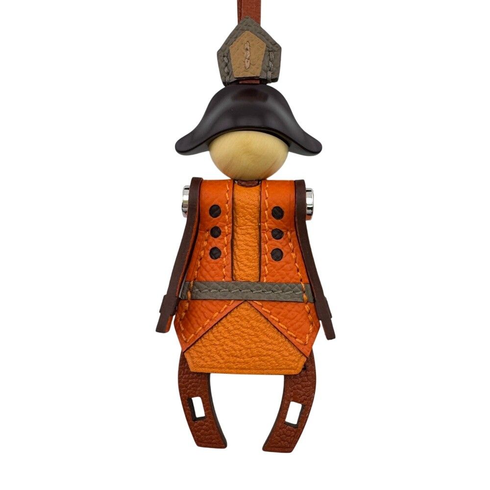 Hermes Fireworks Charm Veau Epsom Orange Keychain — view 5