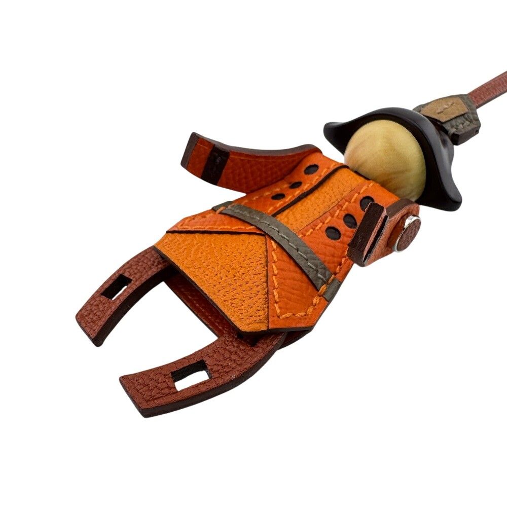 Hermes Fireworks Charm Veau Epsom Orange Keychain — view 3