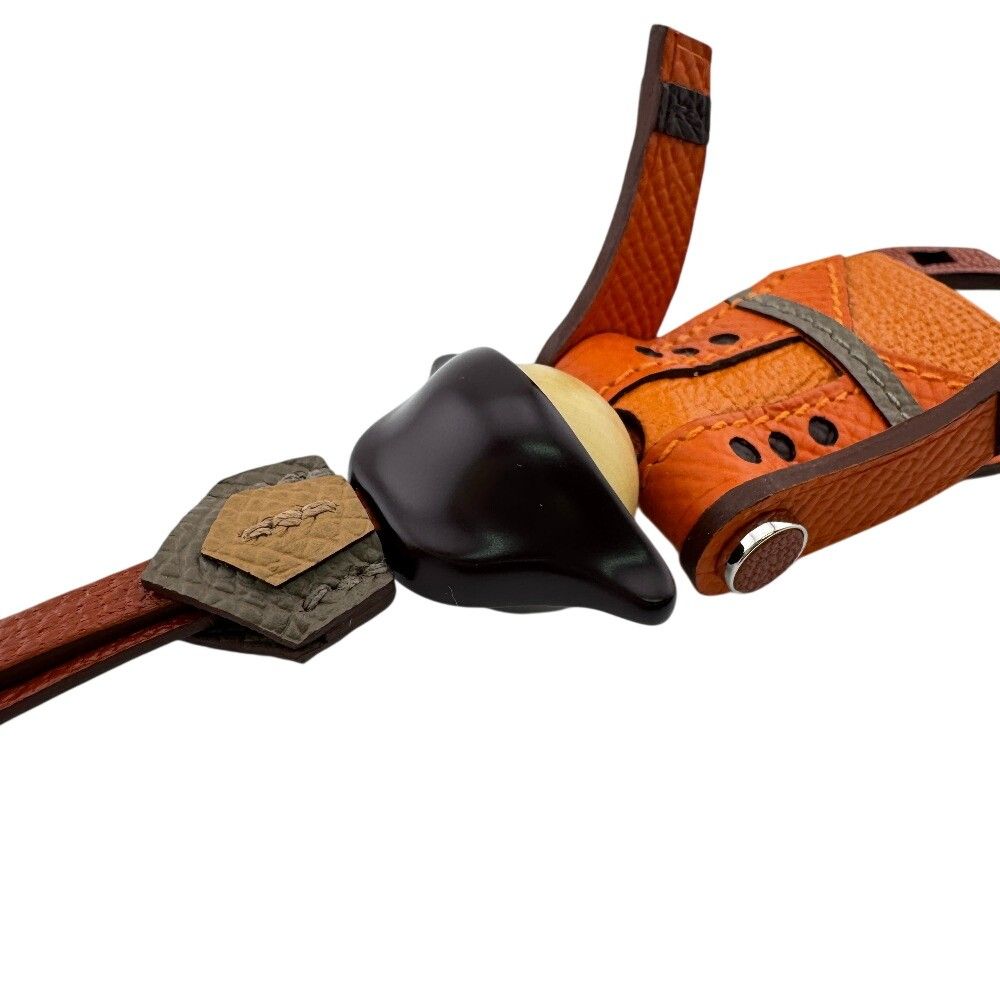 Hermes Fireworks Charm Veau Epsom Orange Keychain — view 4