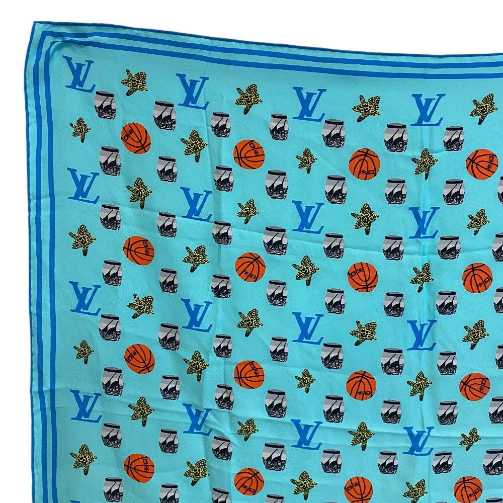 Louis Vuitton LV Jonas Wood Monogram Silk Scarf Blue — view 2