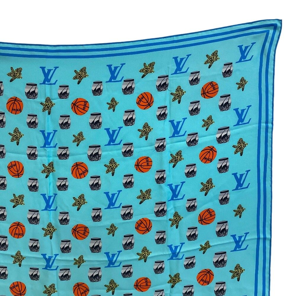 Louis Vuitton LV Jonas Wood Monogram Silk Scarf Blue — view 3