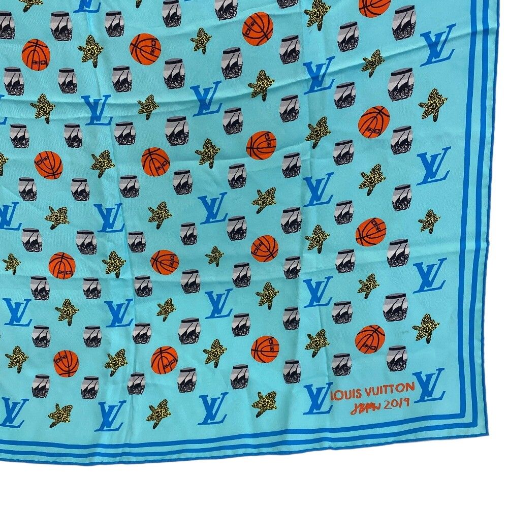 Louis Vuitton LV Jonas Wood Monogram Silk Scarf Blue — view 4