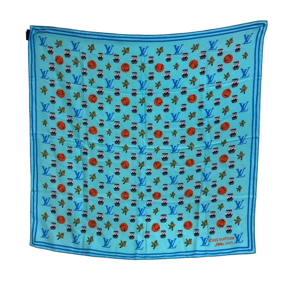 Louis Vuitton LV Jonas Wood Monogram Silk Scarf Blue