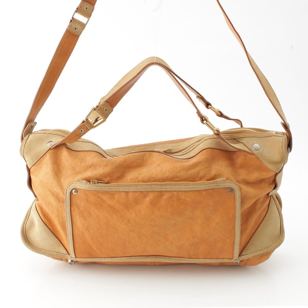Celine Leather Suede 2-Way Shoulder Bag Brown — view 4