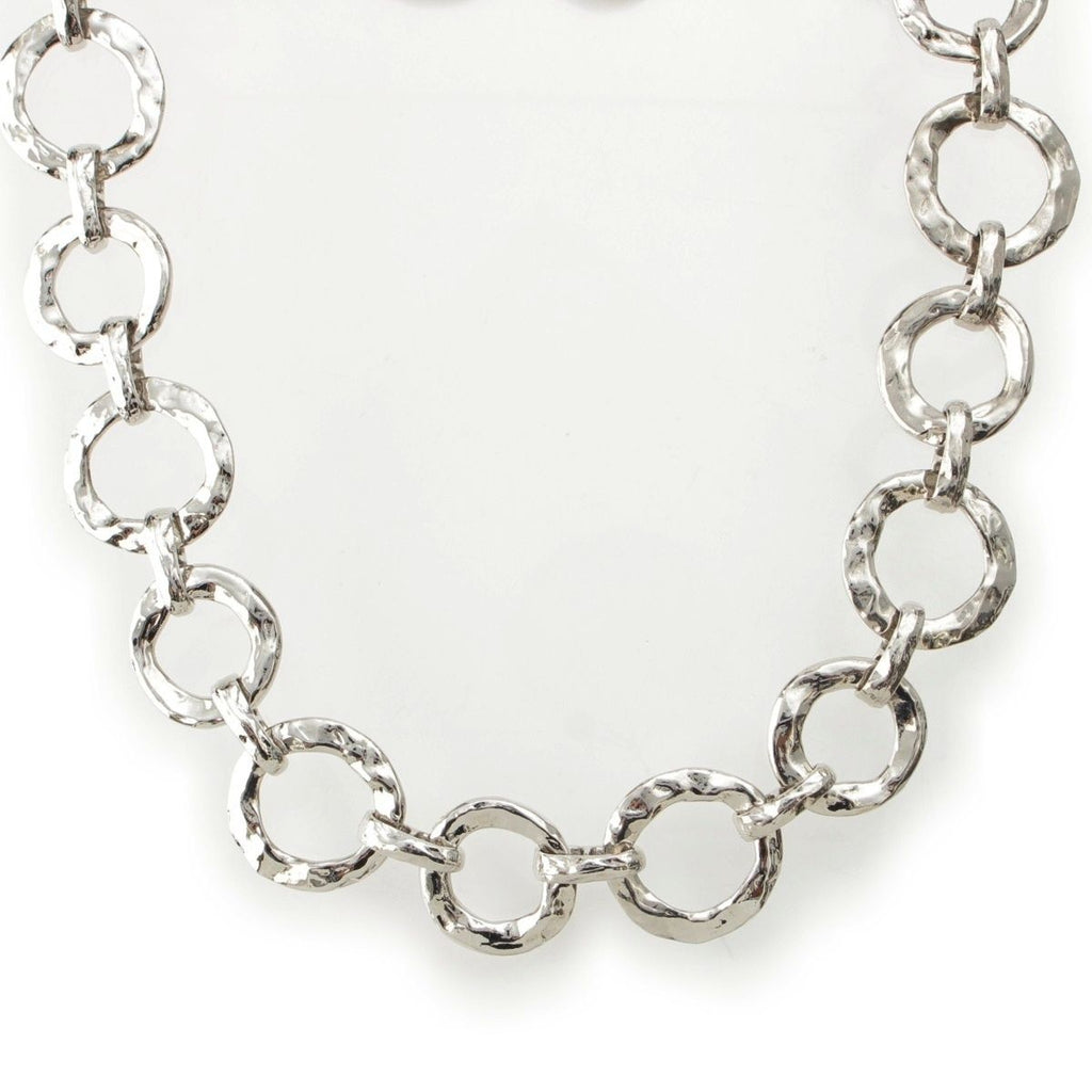 Saint Laurent Vintage Circle Heart Necklace Silver