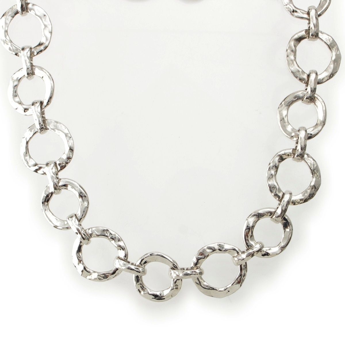 Saint Laurent Vintage Circle Heart Necklace Silver