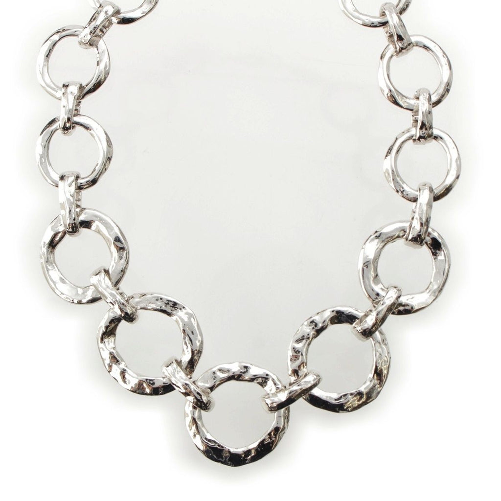 Saint Laurent Vintage Circle Heart Necklace Silver