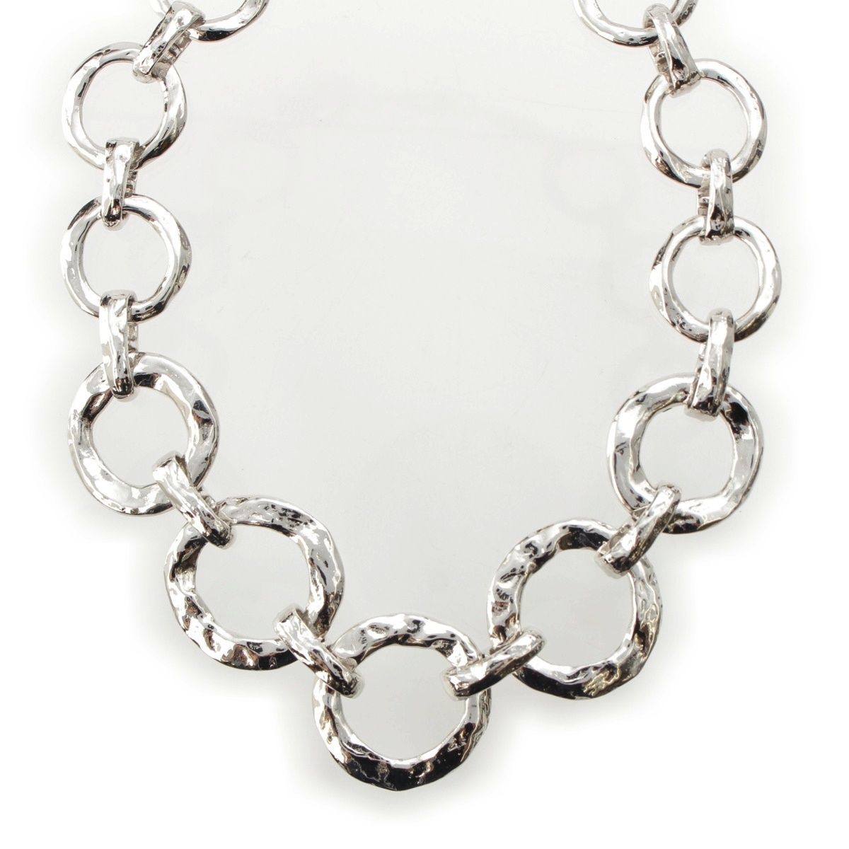 Saint Laurent Vintage Circle Heart Necklace Silver