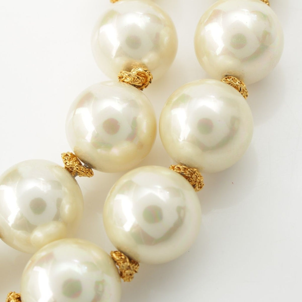 Saint Laurent Vintage Flower Pearl Necklace Gold — view 4
