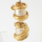 Saint Laurent Vintage Pearl Swing Earrings Gold — view 6