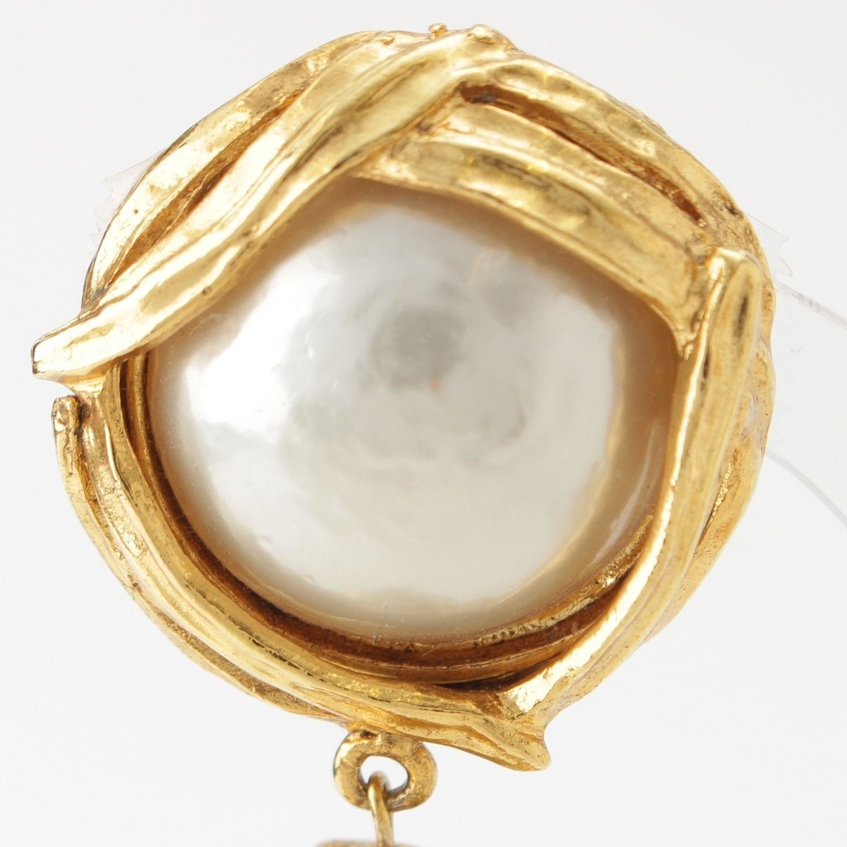 Saint Laurent Vintage Pearl Swing Earrings Gold — view 3