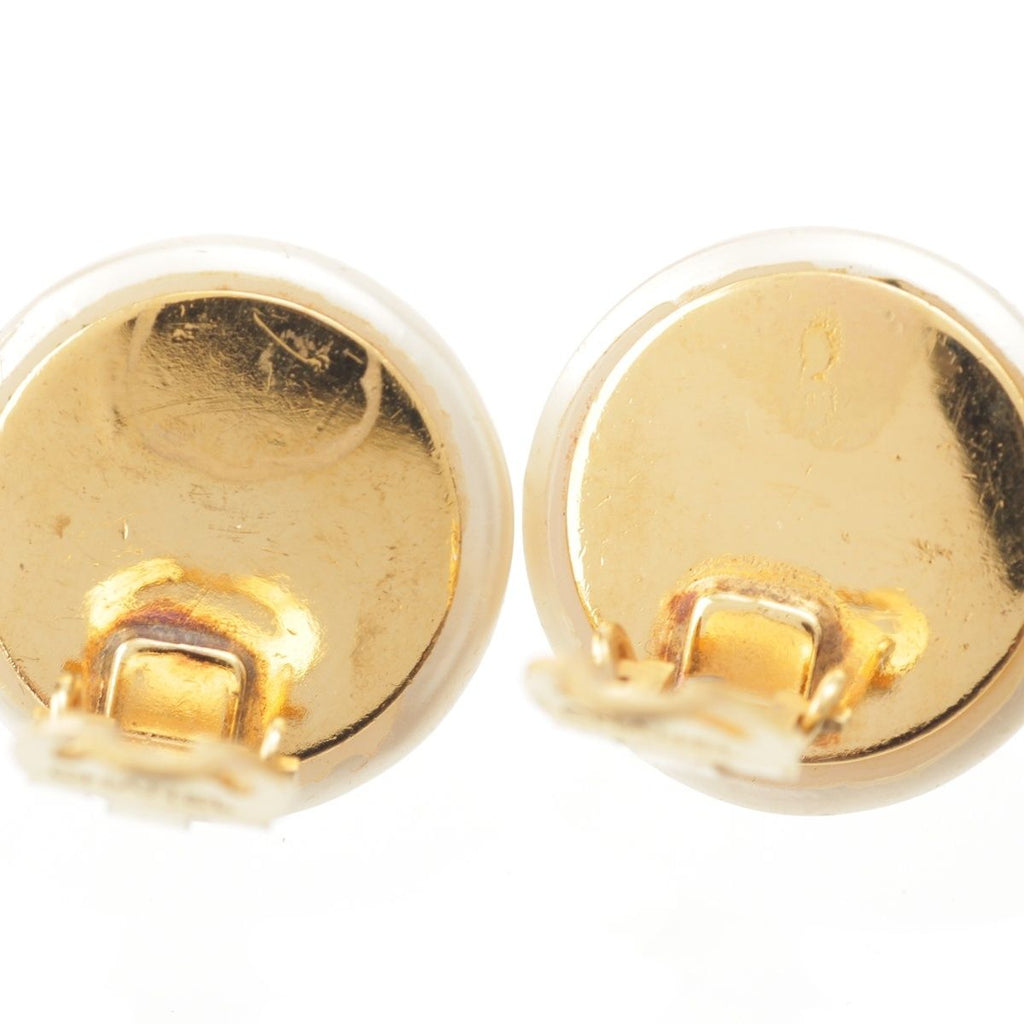Chanel Vintage CC Logo Pearl Earrings White Gold — view 5