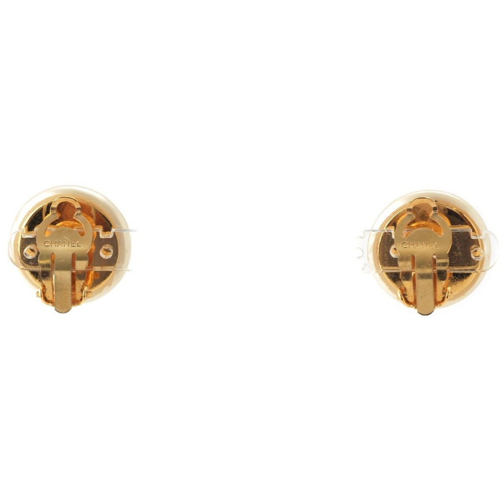 Chanel Vintage CC Logo Pearl Earrings White Gold — view 2