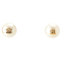 Chanel Vintage CC Logo Pearl Earrings White Gold