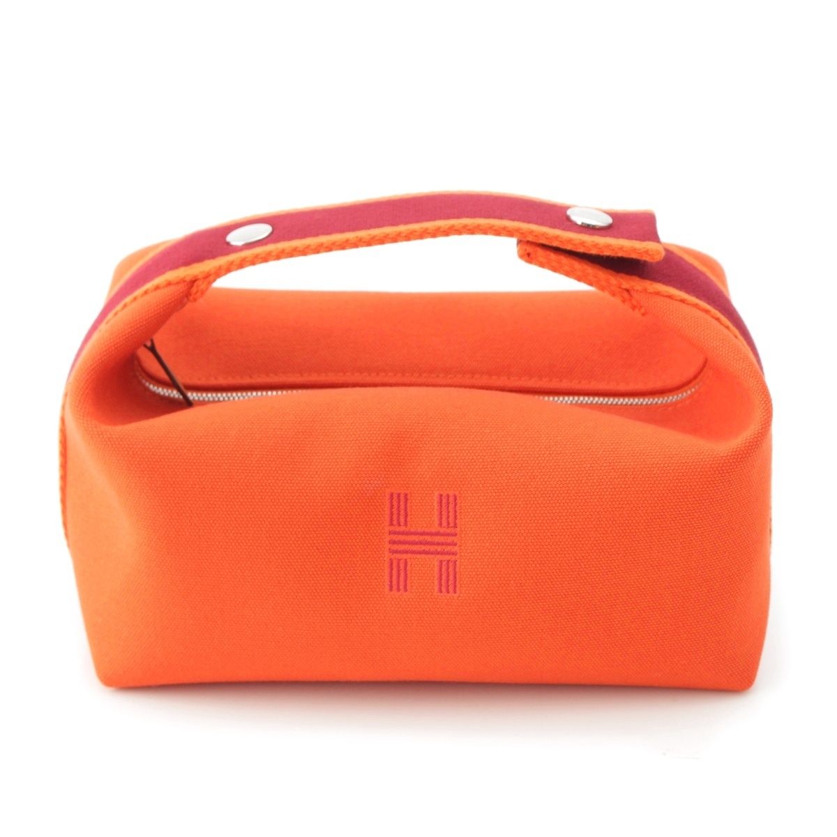 Hermes Brid-a-brac PM Cotton Canvas Pouch Handbag Orange