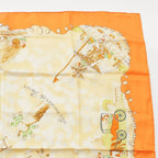 Hermes Carre 90 Silk les Triples de Paris Mischievous Triplets Scarf Orange — view 3