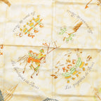 Hermes Carre 90 Silk les Triples de Paris Mischievous Triplets Scarf Orange — view 6