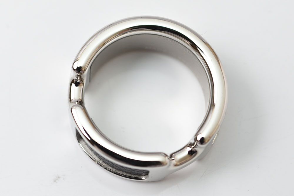 Hermes Ring Olympe PM Leather Metal M Black Silver — view 4