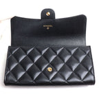 Chanel Quilted Classic Long Flap Wallet Black — view 3