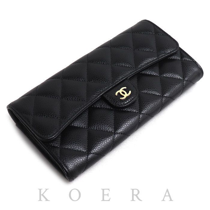 Chanel Quilted Classic Long Flap Wallet Black