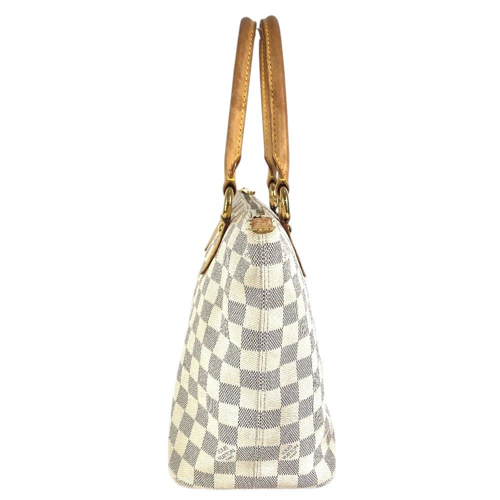 Louis Vuitton Tote Saleya PM Leather Damier Azur Canvas White — view 3