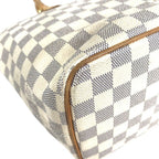 Louis Vuitton Tote Saleya PM Leather Damier Azur Canvas White — view 6