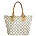 Louis Vuitton Tote Saleya PM Leather Damier Azur Canvas White