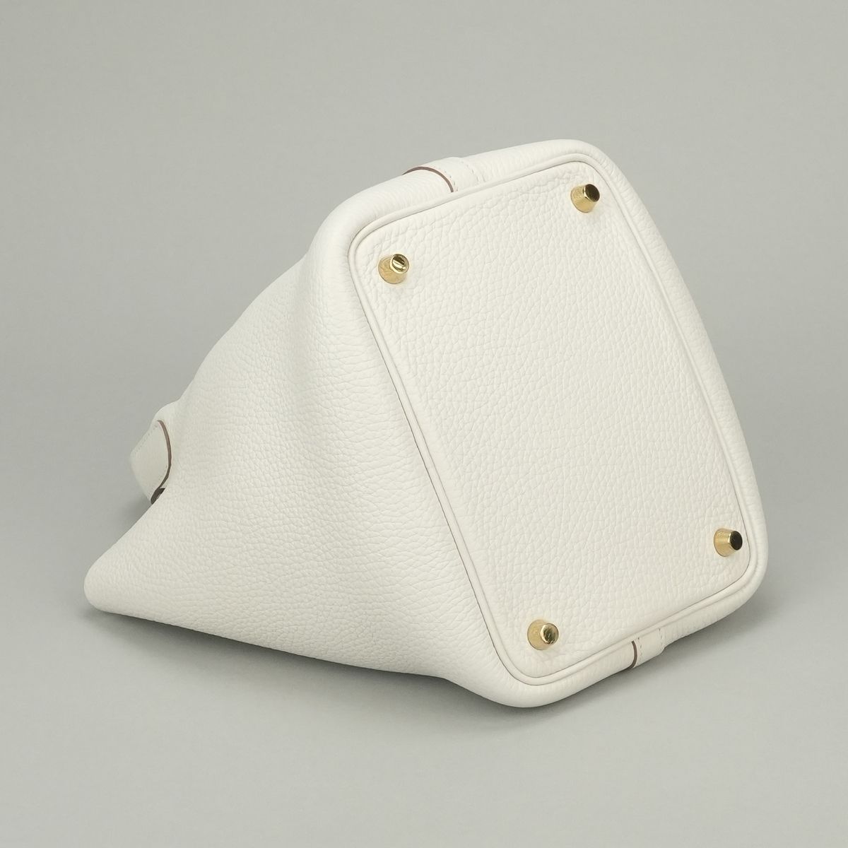 Hermes Picotin Lock PM 18 Tote Taurillon Clemence Gray Pale White Gold — view 6