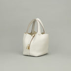 Hermes Picotin Lock PM 18 Tote Taurillon Clemence Gray Pale White Gold — view 2