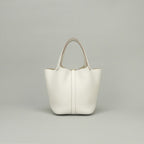 Hermes Picotin Lock PM 18 Tote Taurillon Clemence Gray Pale White Gold — view 3
